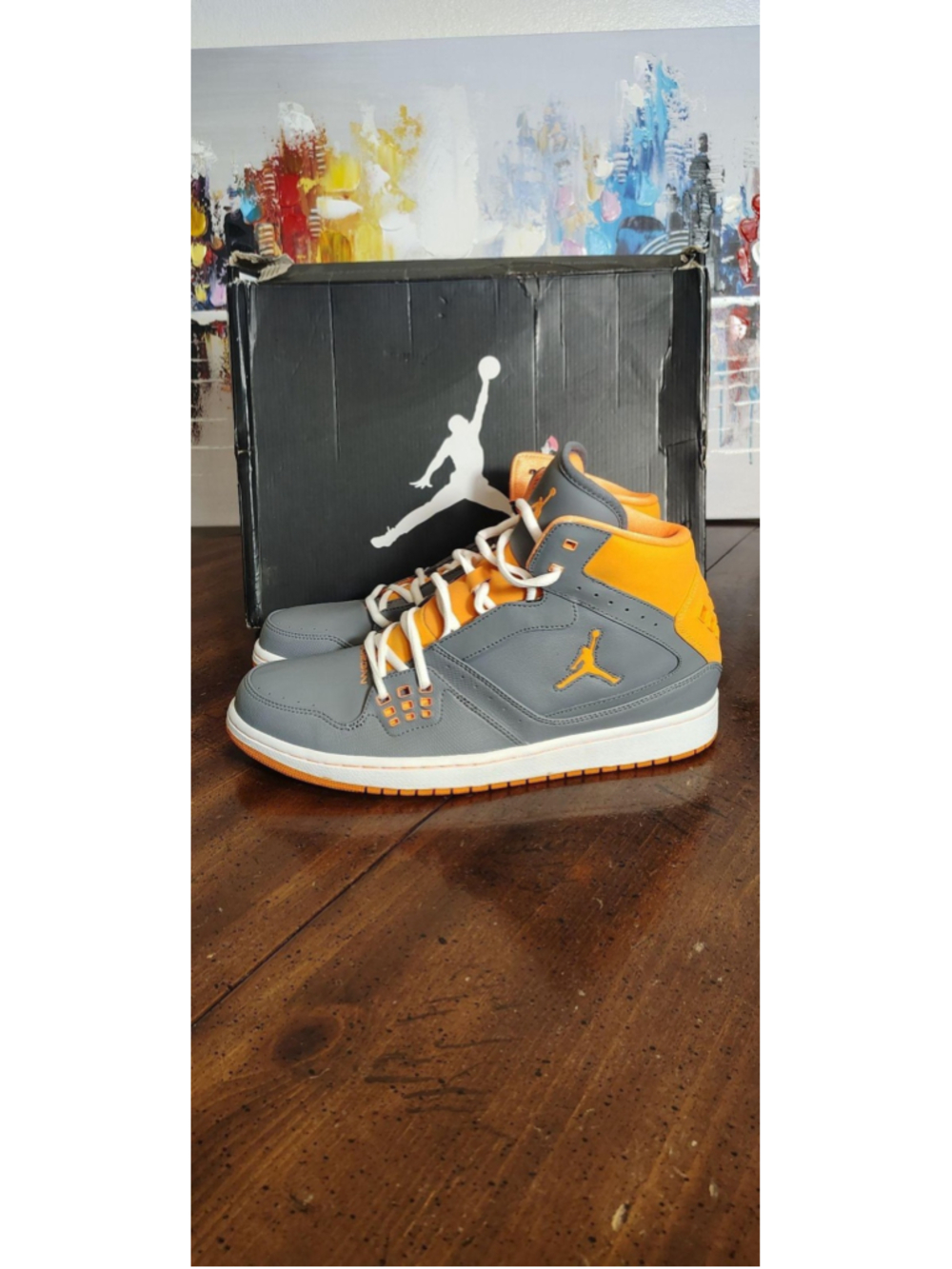 Jordan Air Jordan Shoes Mens Size 12 Gray Orange Mid Top Sneakers 372704-049